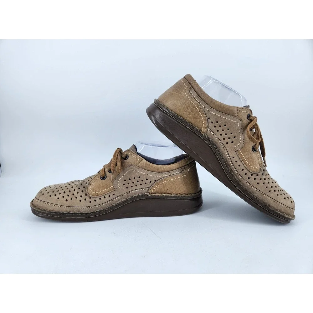 Finn Comfort Baden Perforated Leather Lace Up Shoes Womens 39 US 8.5 Tan Germany